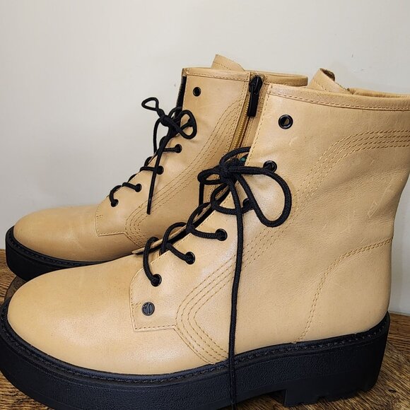 Tan Jensine Platform Lace-Up Zip Boot-Franco Sarta - Picture 5 of 8